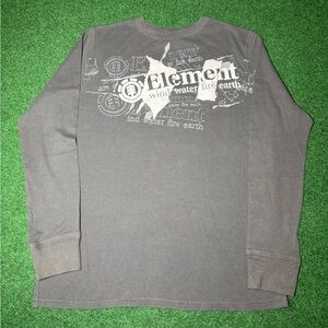 Element Shirt Long Sleeve Thermal Y2K Skater Graphic Logo L/XL 22x29 Waffle Knit